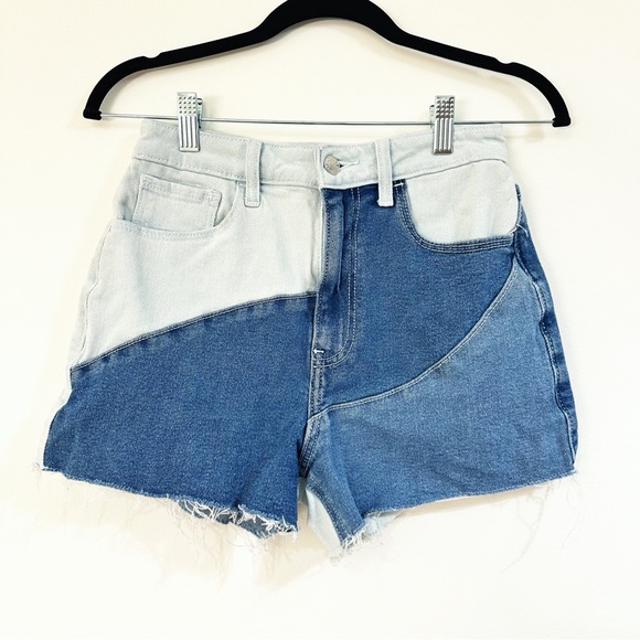 Hollister Ultra High Rise Mom Shorts Denim Patchwork Size 26 - Picture 3 of 8
